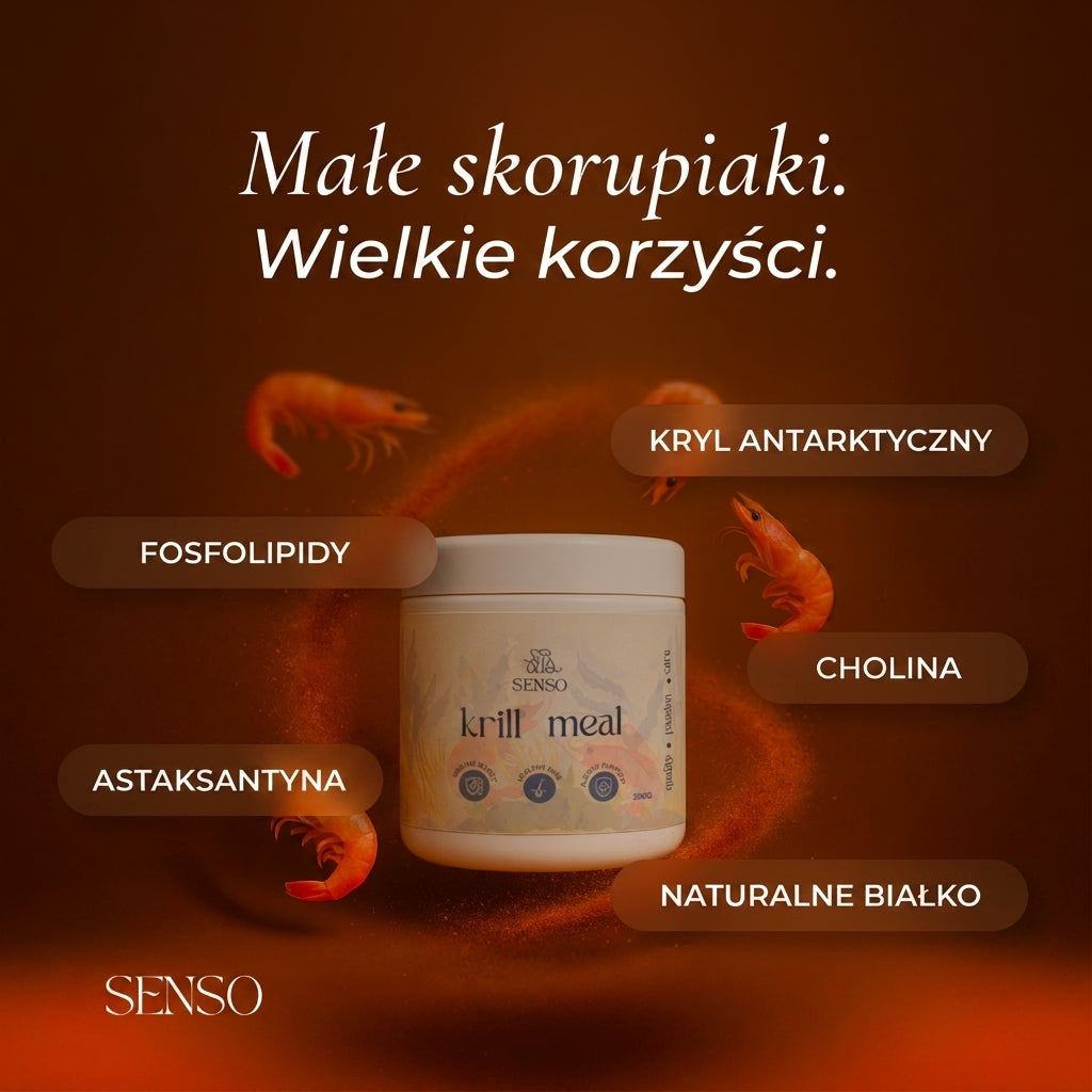 Infografika składu produktu Mączka z Kryla Antarktycznego dla psa